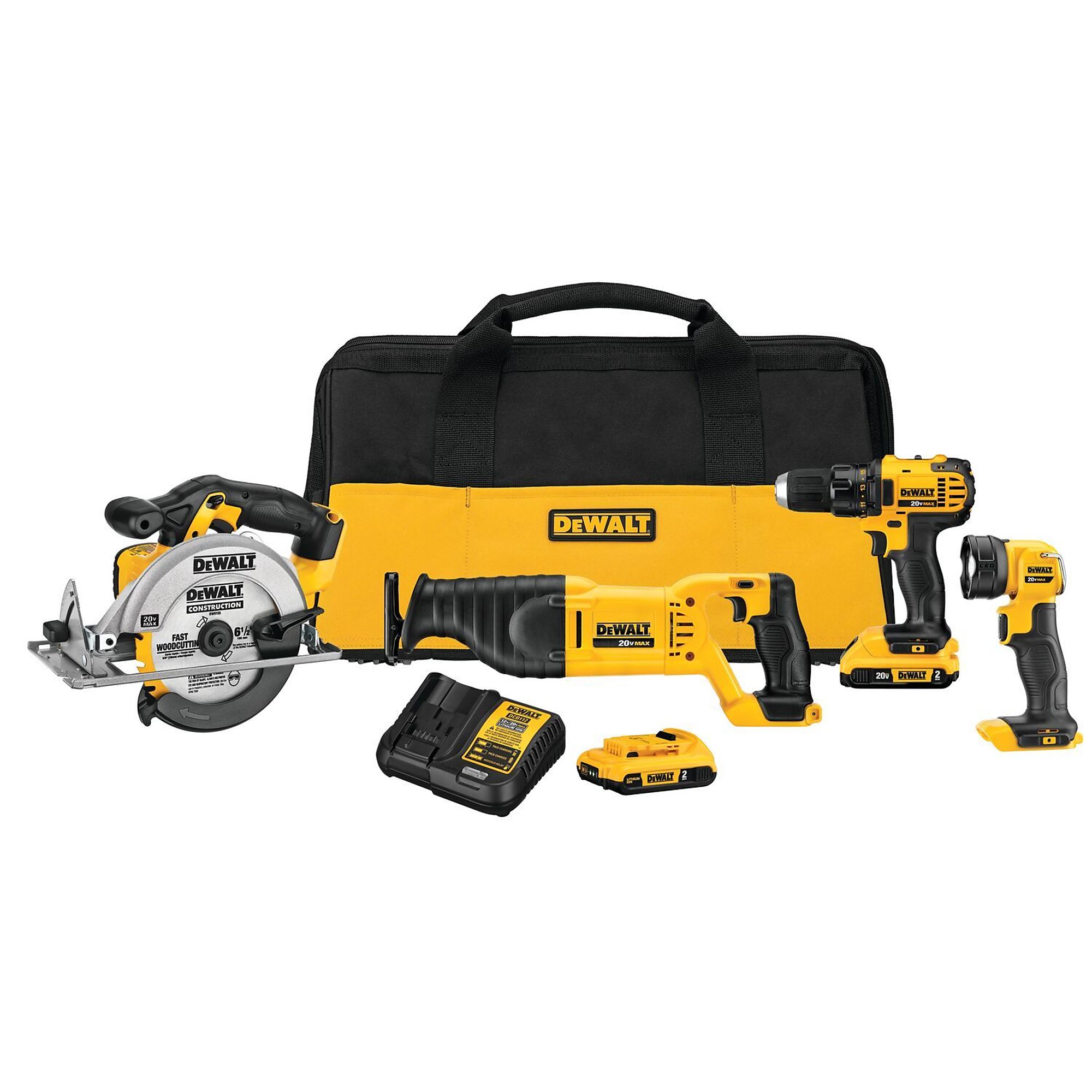 DEWALT, 20V MAX* Combo Kit, Compact 4-Tool, Chuck Size 1/2 in, Tools Included (qty.) 4 Model# DCK423D2